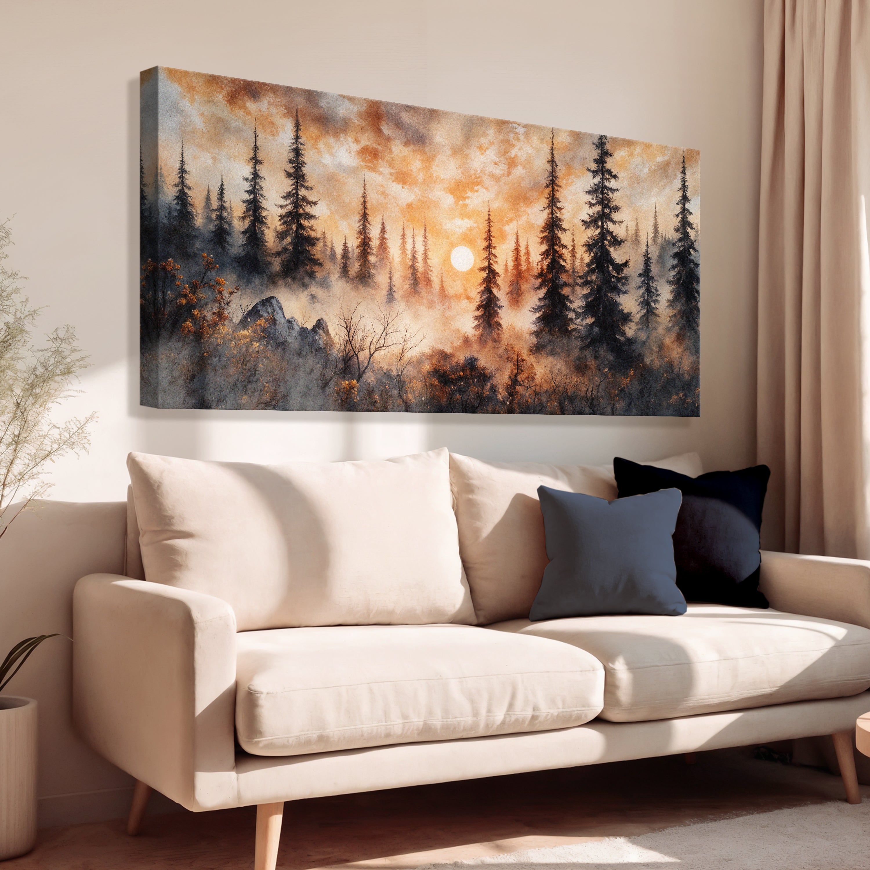 Rustic Forest Sunset Wall Art