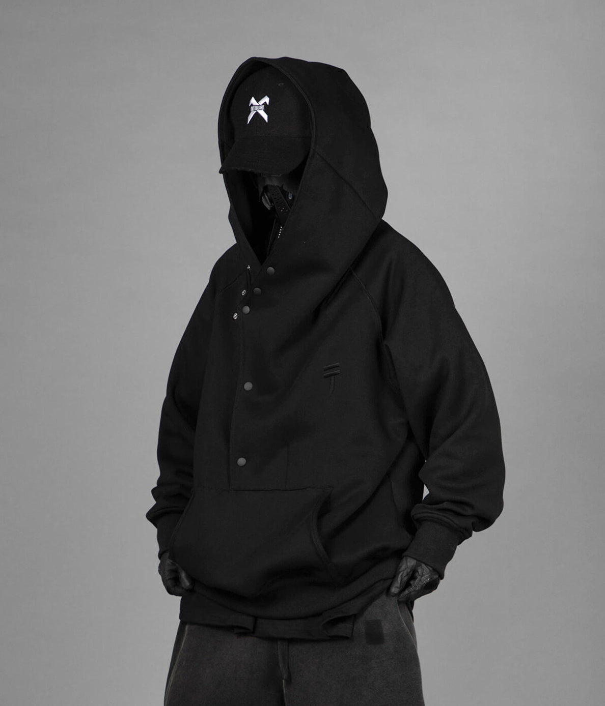 HiH38 Black Layered Hoodie