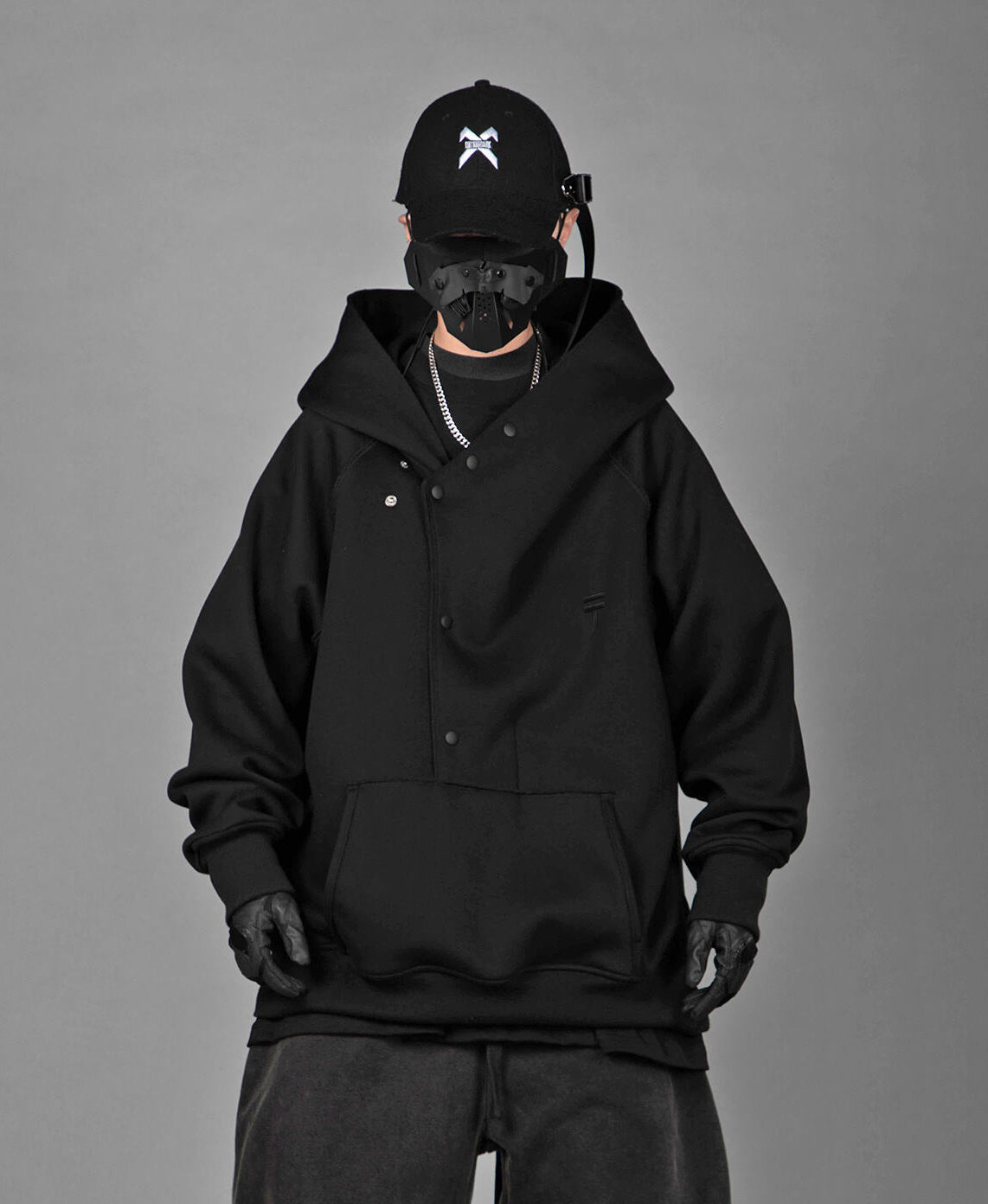 HiH38 Black Layered Hoodie