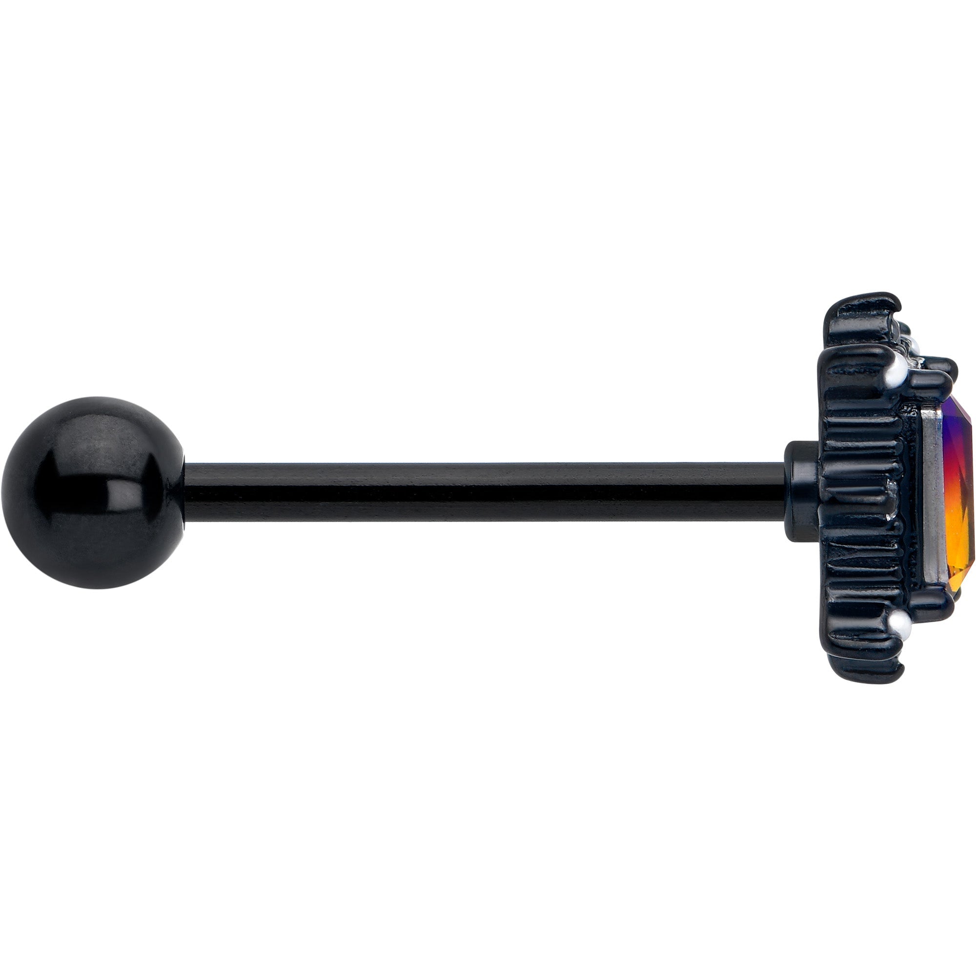 Red Tourmaline Black Star Fire Barbell Tongue Ring