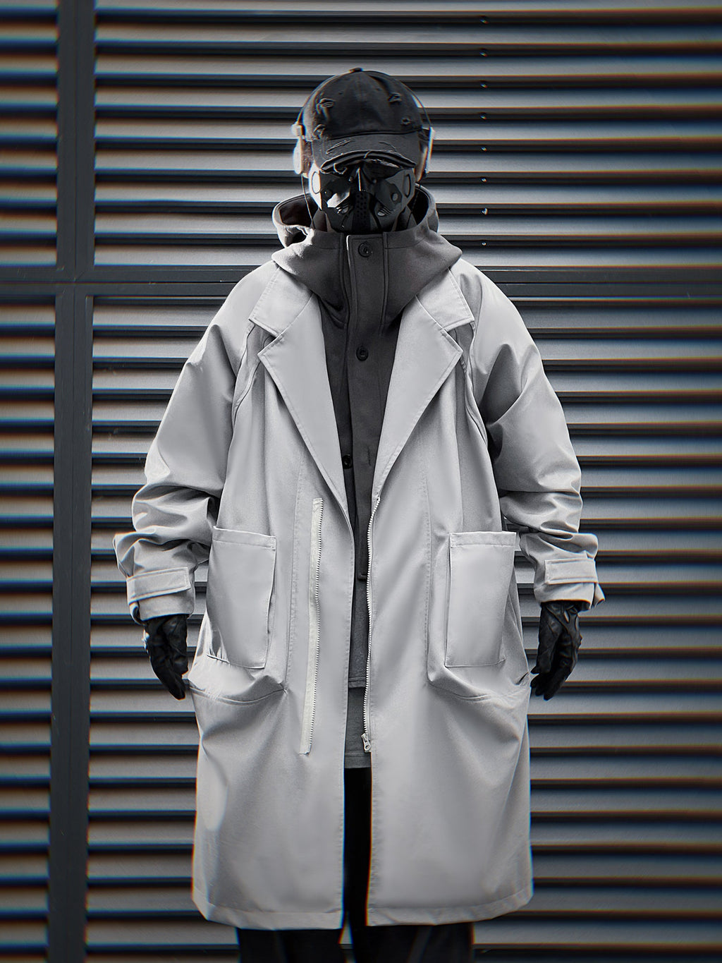 HiJ36 Grey Urban Trench Coat