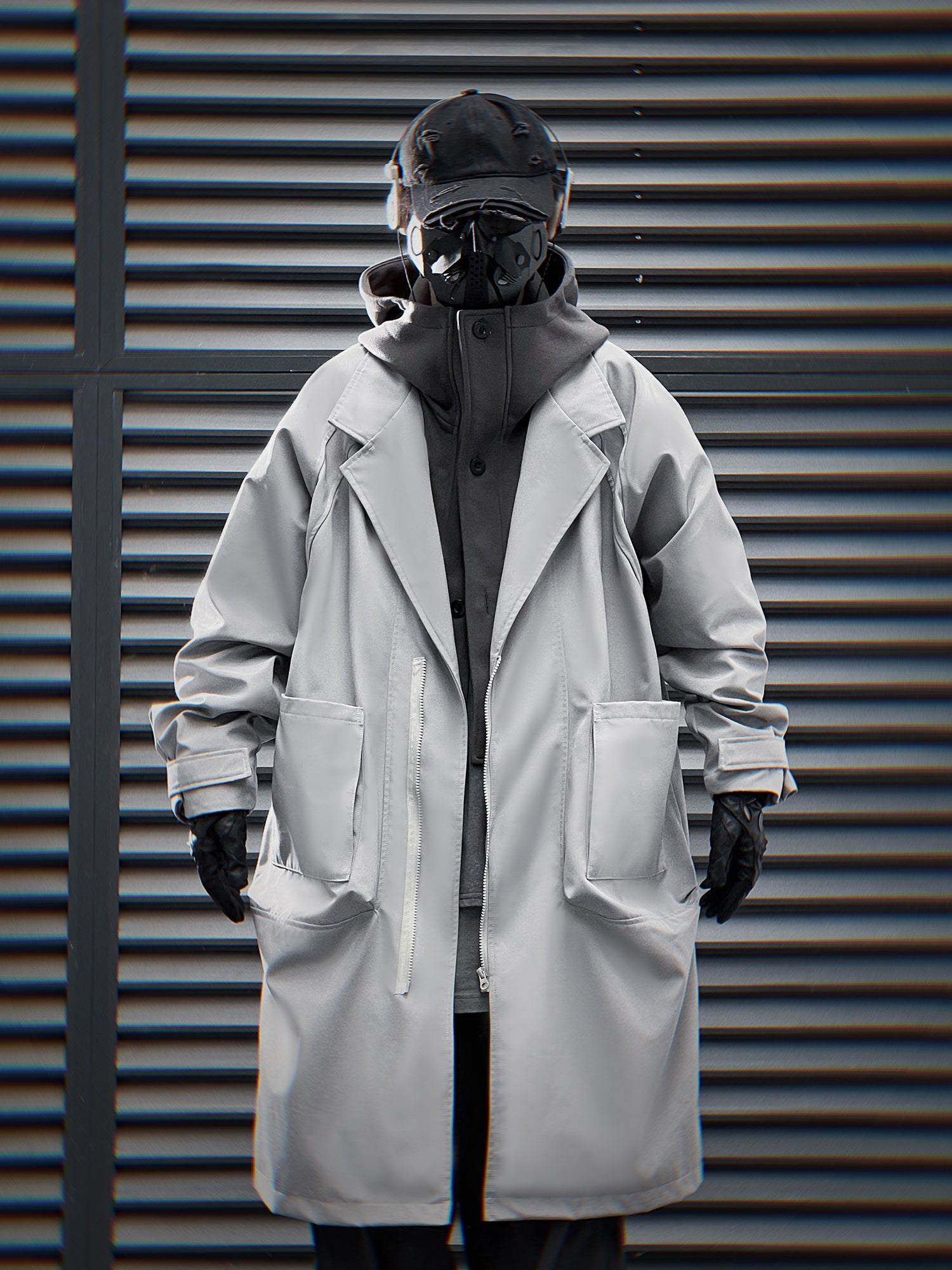 HiJ36 Grey Urban Trench Coat