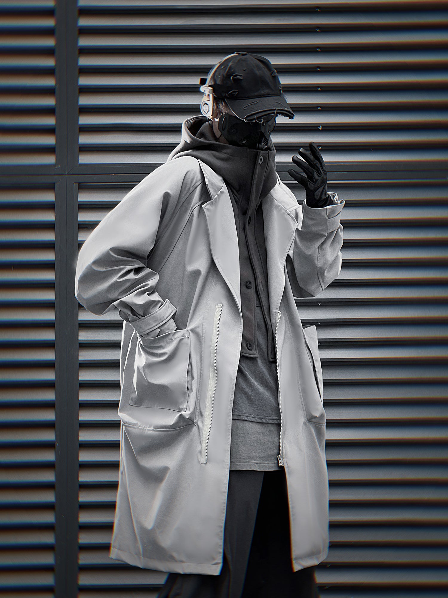 HiJ36 Grey Urban Trench Coat