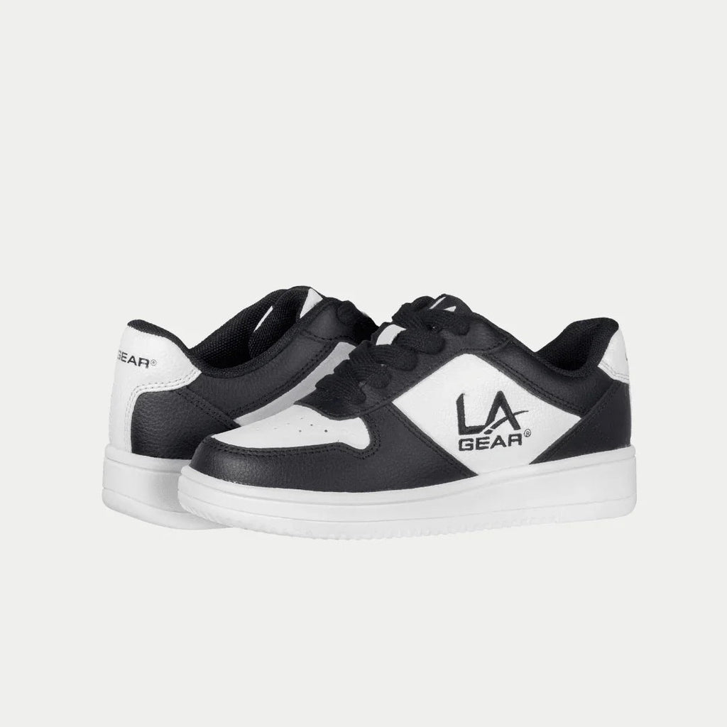 LA Gear Kids Edge Lowtop | Black x White Logo