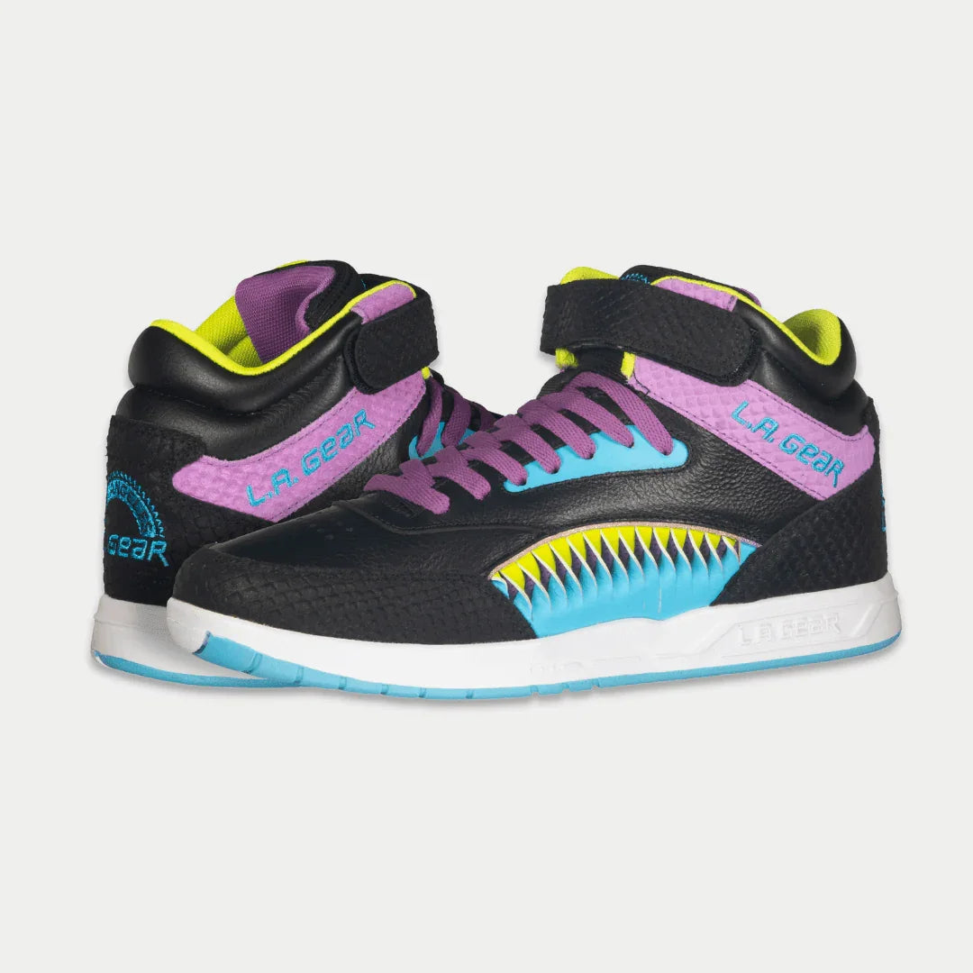 LA Gear Women's Flame Hightop | Black x Purple x Turquoise