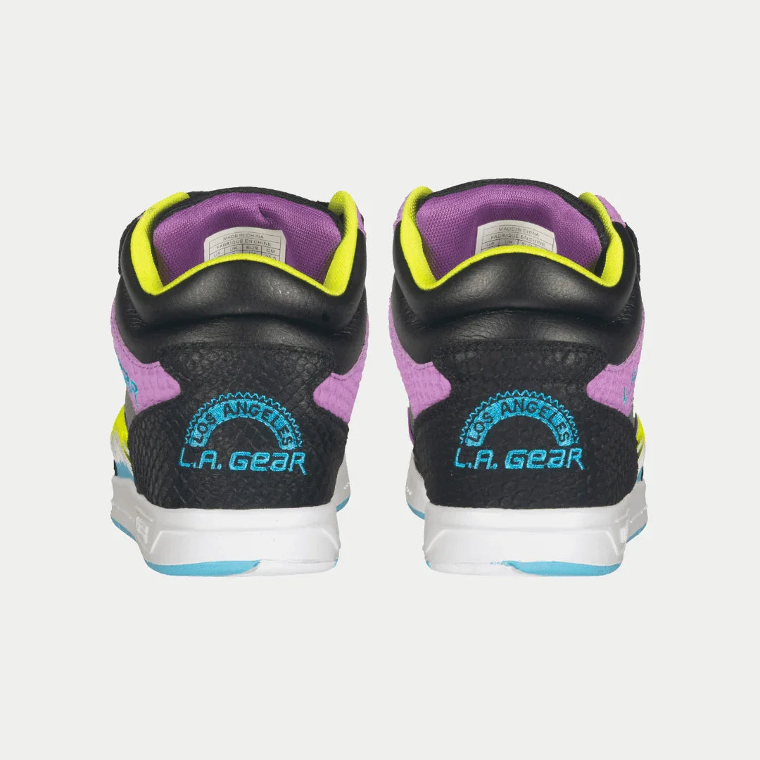 LA Gear Women's Flame Hightop | Black x Purple x Turquoise